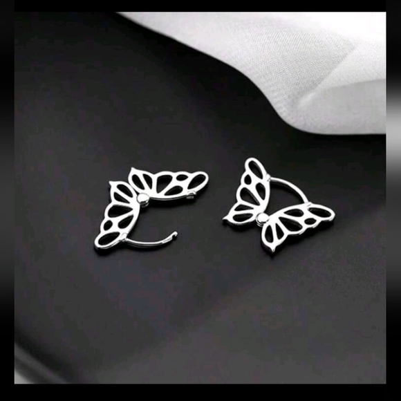 Silver Butterfly Earrings - Picture 2 of 3